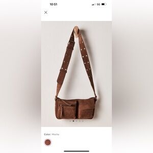 NWOT Free People suede shoulder bag mocha